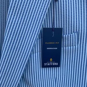 NWT casual Stafford Classic Fit Blue white  Stripe Blazer sport coat size 42REG